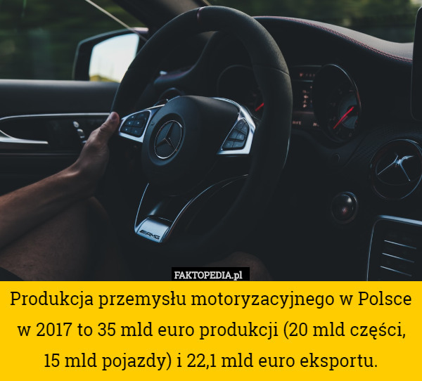 Produkcja przemysłu motoryzacyjnego w Polsce w 2017 to 35 mld Euro produkcji...