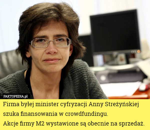 Firma byłej minister cyfryzacji Anny Streżyńskiej szuka finansowania w...