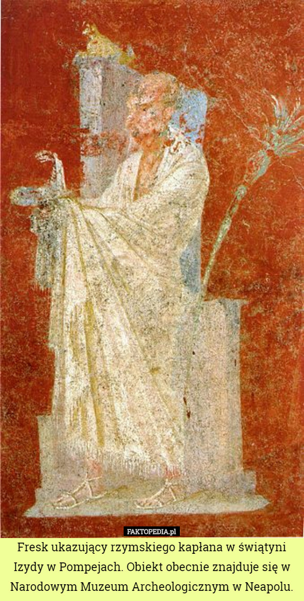 Fresk ukazujący rzymskiego kapłana w świątyni Izydy w Pompejach. Obiekt...