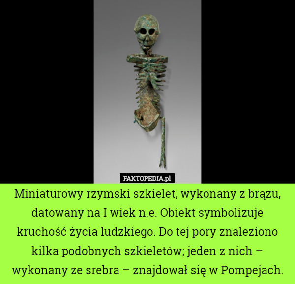 Miniaturowy rzymski szkielet, wykonany z brązu, datowany na I wiek...