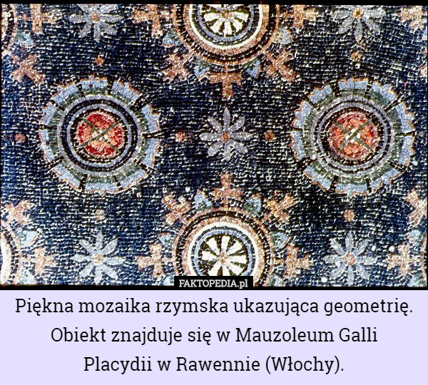 Piękna mozaika rzymska ukazująca geometrię. Obiekt znajduje się w Mauzoleum...