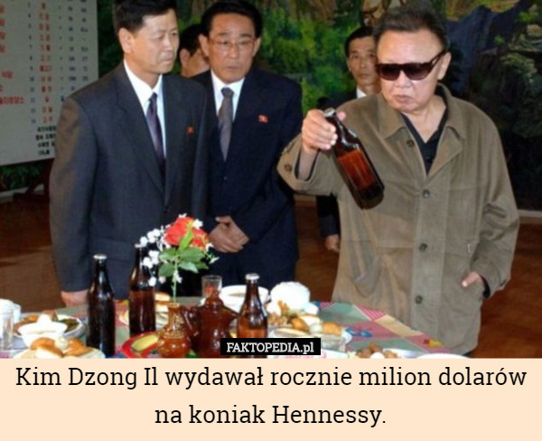 Kim Dzong Il wydawał rocznie milion dolarów na...