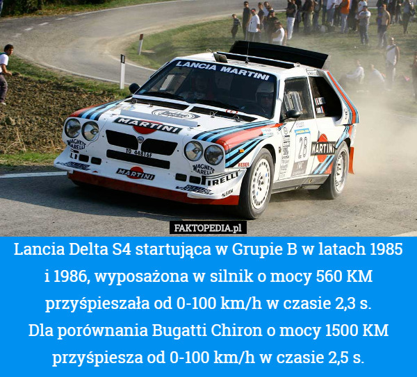 Lancia Delta S4 startująca w Grupie B w latach 1985 i 1986, wyposażona w...