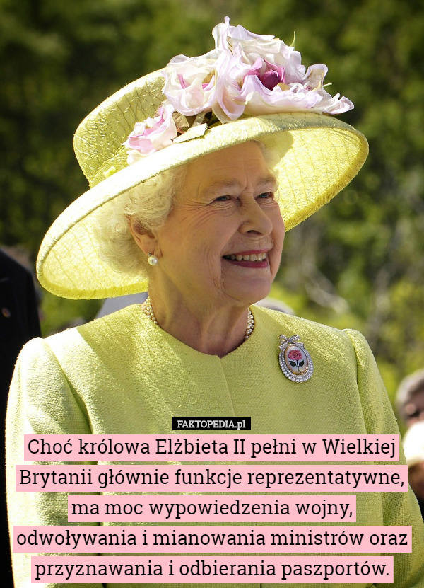 Choć królowa Elżbieta II pełni w Wielkiej Brytanii głównie funkcje reprezentatywne...