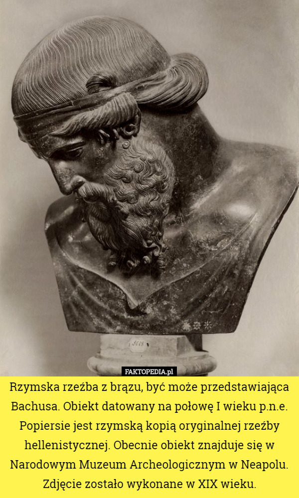 Rzymska rzeźba z brązu, być może przedstawiająca Bachusa. Obiekt datowany...