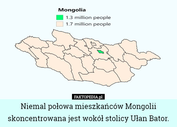 Niemal połowa mieszkańców Mongolii skoncentrowana jest wokół stolicy Ułan...