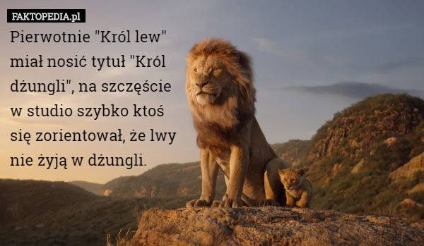 Pierwotnie "Król lew" miał nosić tytuł "Król dżungli", na szczęście...