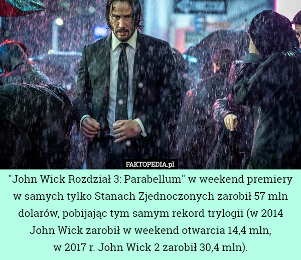 "John Wick Rozdział 3: Parabellum" w weekend premiery w samych...