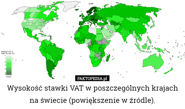 Wysokość stawki VAT w poszczególnych krajach na świecie...