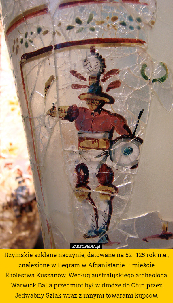Rzymskie szklane naczynie, datowane na 52–125 rok n.e., znalezione w Begram...