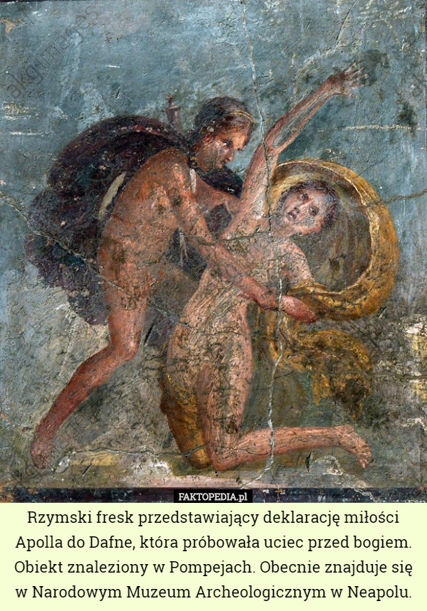 Rzymski fresk przedstawiający deklarację miłości Apolla do Dafne, która...