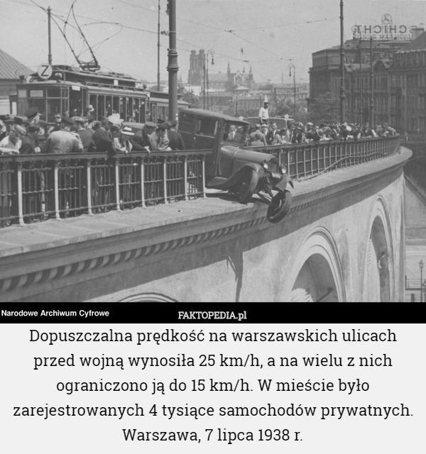 Dopuszczalna prędkość na warszawskich ulicach przed wojną wynosiła...