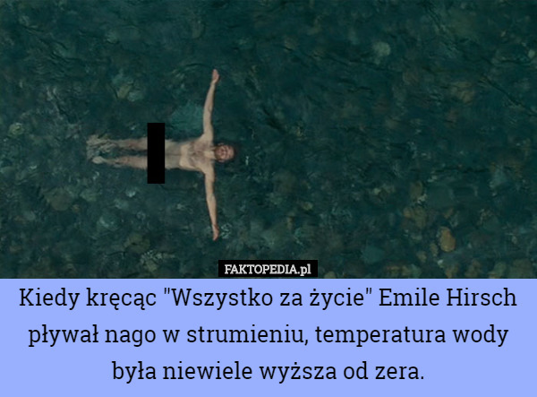 Kiedy kręcąc "Wszystko za życie" Emile Hirsch pływał nago w strumieniu...