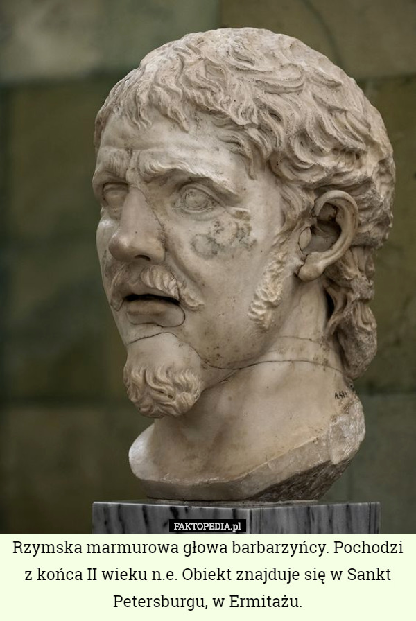Rzymska marmurowa głowa barbarzyńcy. Pochodzi z końca II wieku n.e. Obiekt...