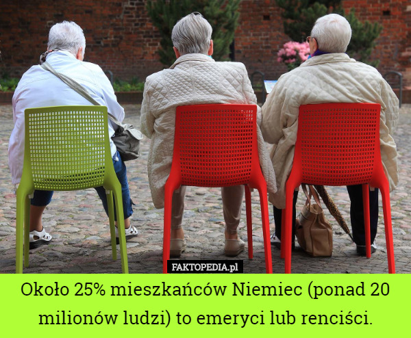 Około 25% mieszkańców Niemiec (ponad 20 milionów ludzi) to emeryci lub...