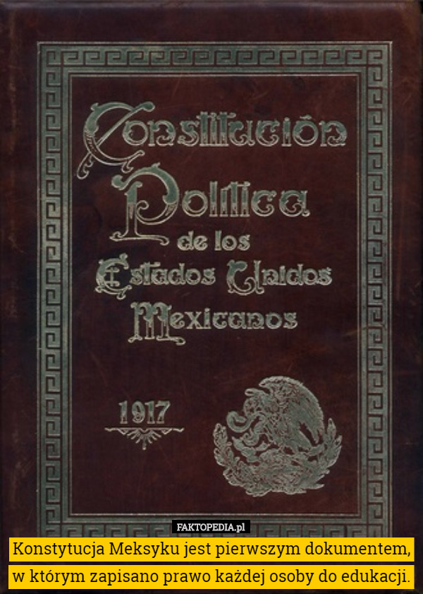 Konstytucja Meksyku jest pierwszym dokumentem, w którym zapisano prawo...