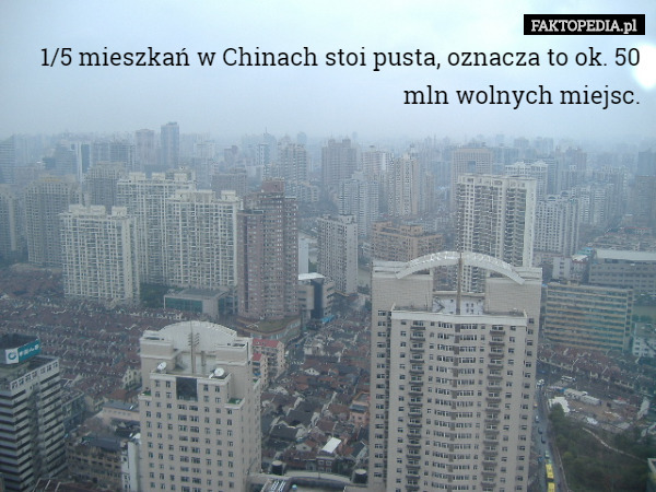 1/5 mieszkań w Chinach stoi pusta, oznacza to ok. 50 mln wolnych...