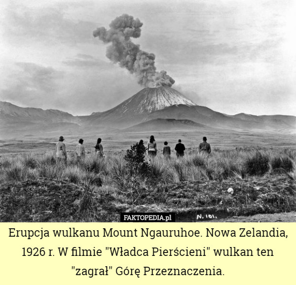 Erupcja wulkanu Mount Ngauruhoe. Nowa Zelandia, 1926 r. W filmie "Władca...