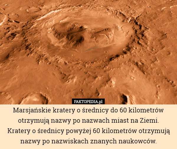 Marsjańskie kratery o średnicy do 60 kilometrów otrzymują nazwy po nazwach...
