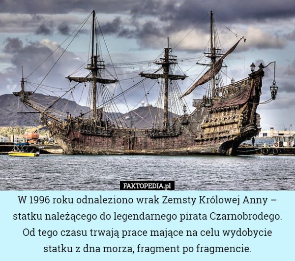 W 1996 roku odnaleziono wrak Zemsty Królowej Anny – statku należącego do...
