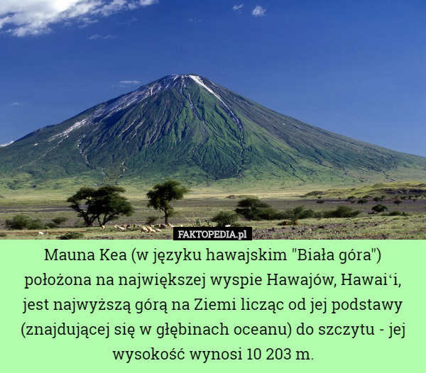 Mauna Kea (w języku hawajskim biała góra) położona na największej wyspie