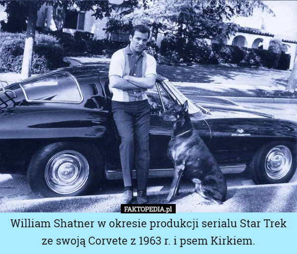 William Shatner w okresie produkcji serialu Star Trek ze swoją Corvete z