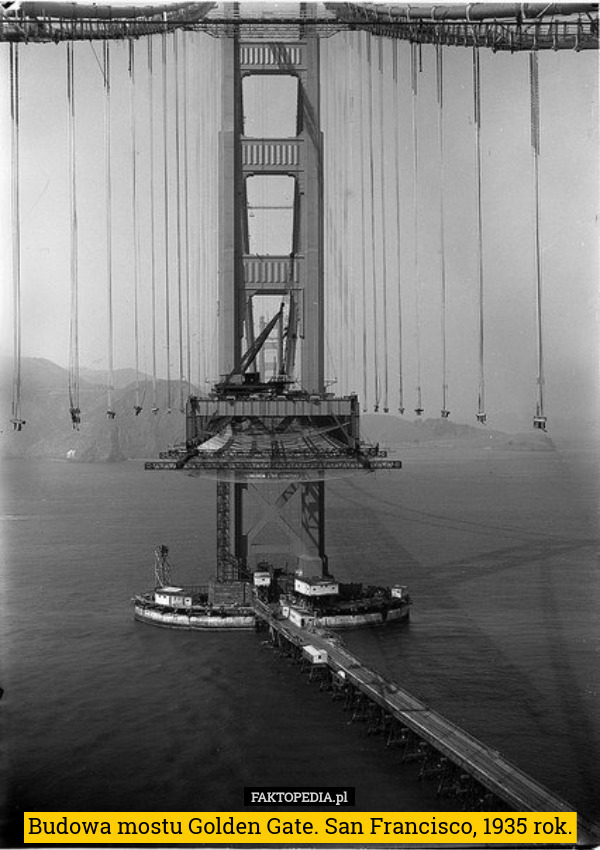 Budowa mostu Golden Gate. San Francisco, 1935 rok.
