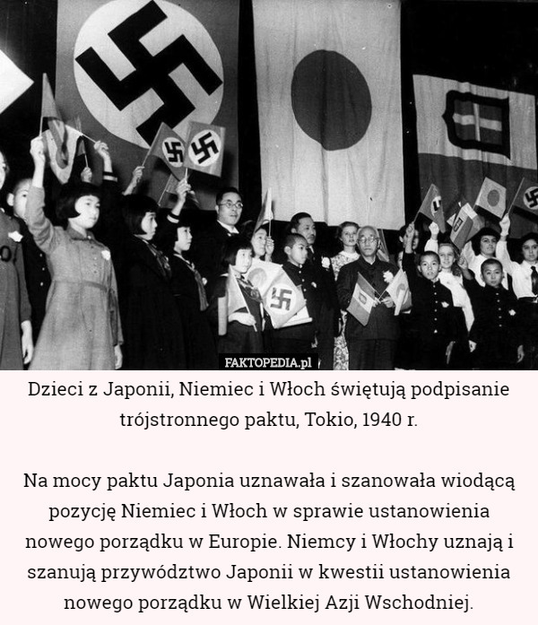 Dzieci z Japonii, Niemiec i Włoch świętują podpisanie trójstronnego paktu...