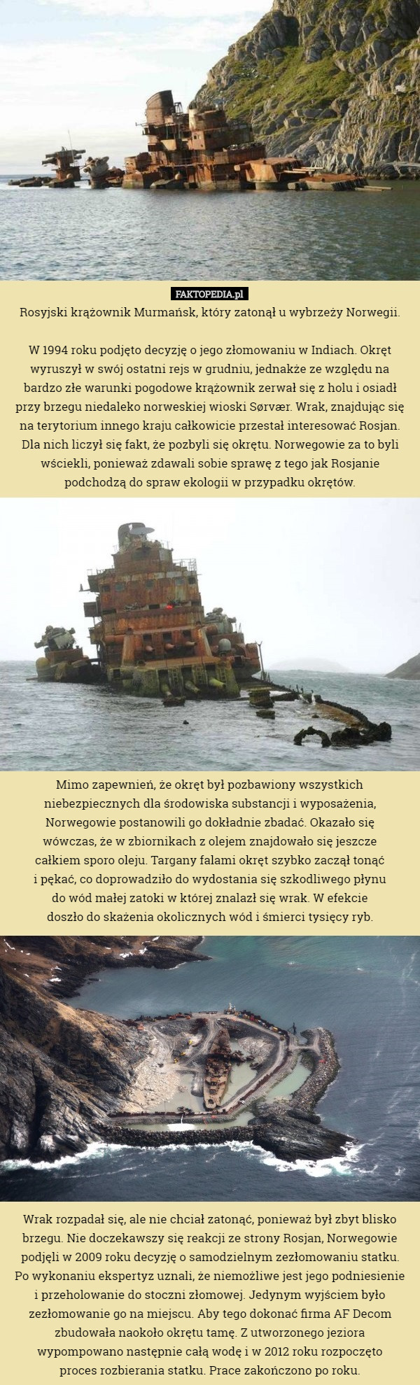 Rosyjski krążownik Murmańsk, który zatonął u wybrzeży Norwegii. W 1994...