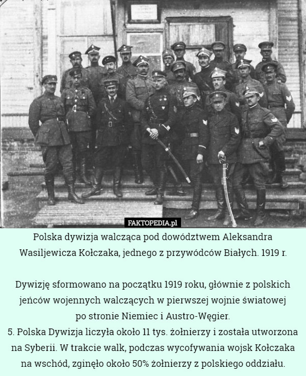 Polska dywizja walcząca pod dowództwem Aleksandra Wasiljewicza Kołczaka...