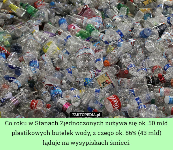Co roku w Stanach Zjednoczonych zużywa się ok. 50 mld plastikowych...