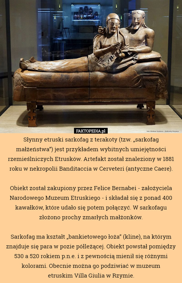 Słynny etruski sarkofag z terakoty (tzw. „sarkofag małżeństwa”) jest przykładem...
