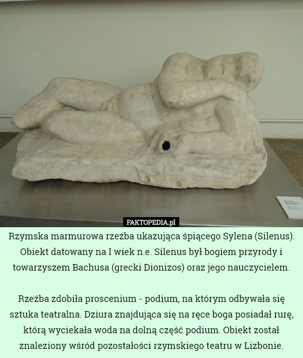 Rzymska marmurowa rzeźba ukazująca śpiącego Sylena (Silenus). Obiekt datowany...