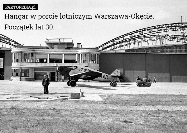 Hangar w porcie lotniczym Warszawa-Okęcie.Początek lat 30.