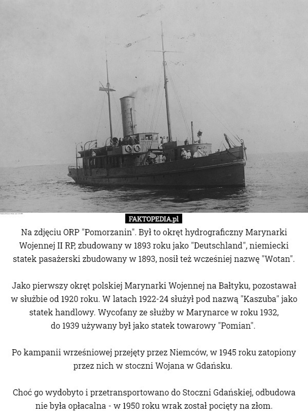 Na zdjęciu ORP "Pomorzanin". Był to okręt hydrograficzny Marynarki...