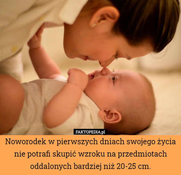 Noworodek w pierwszych dniach swojego życia nie potrafi skupić wzroku na...
