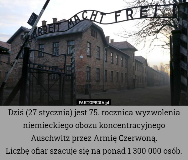 Dziś (27 stycznia) jest 75. rocznica wyzwolenia niemieckiego obozu koncentracyjnego...