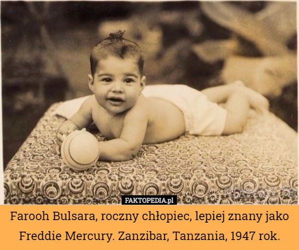 Farooh Bulsara, roczny chłopiec, lepiej znany jako Freddie Mercury. Zanzibar...