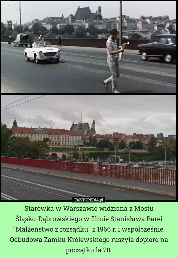 Starówka w Warszawie widziana z Mostu Śląsko-Dąbrowskiego w filmie Stanisława
