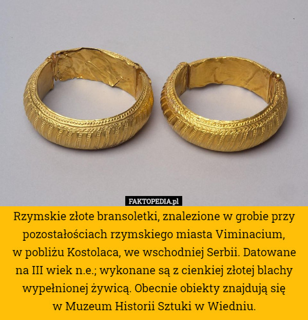 Rzymskie złote bransoletki, znalezione w grobie przy pozostałościach rzymskiego...