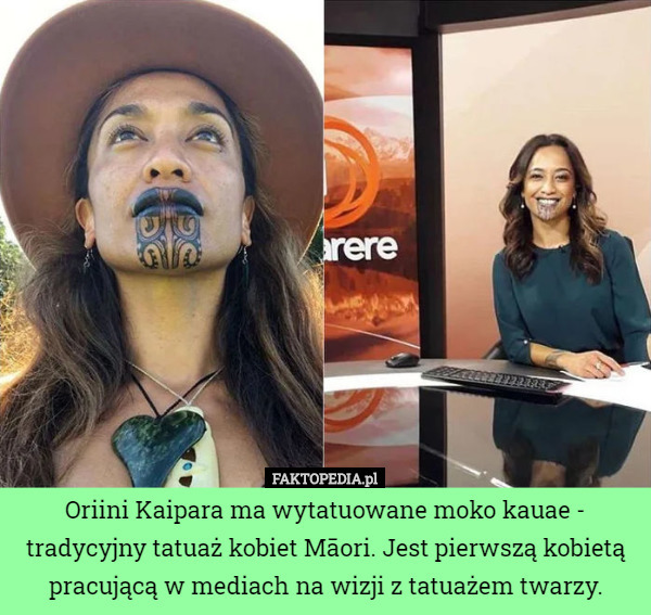 Oriini Kaipara ma wytatuowane moko kauae - tradycyjny tatuaż kobiet Māori...