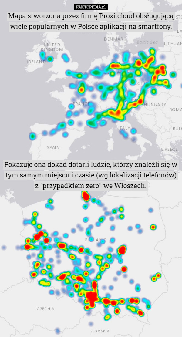Mapa stworzona przez firmę Proxi.cloud obsługującą wiele popularnych w Polsce...