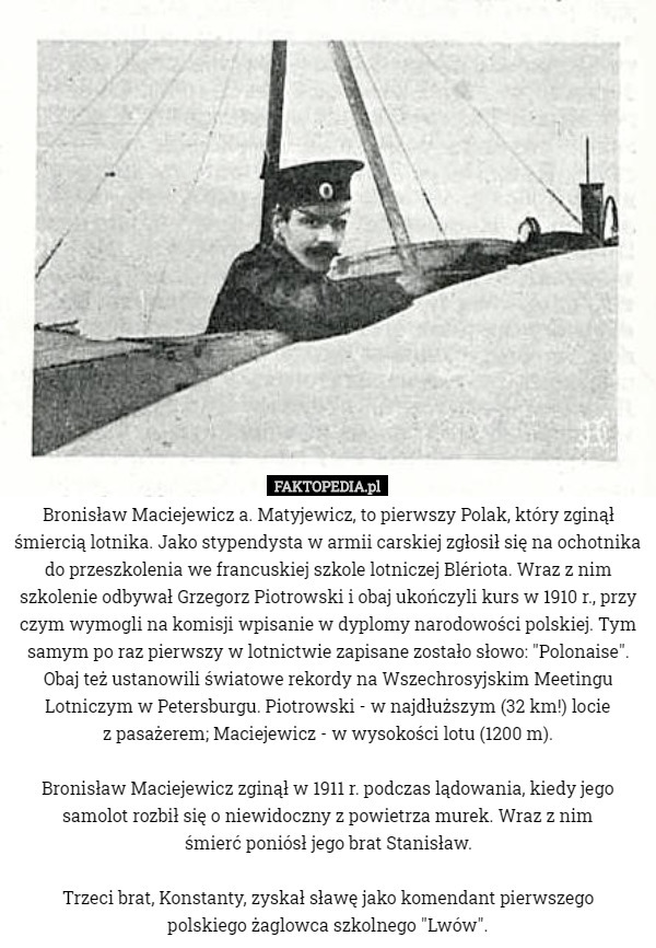 Bronisław Maciejewicz a. Matyjewicz, to pierwszy Polak, który zginął śmiercią...