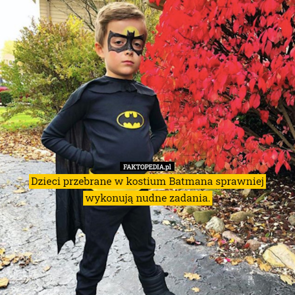 Dzieci przebrane w kostium Batmana sprawniej wykonują nudne zadania.