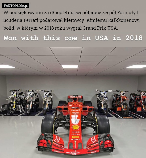 W podziękowaniu za długoletnią współpracę zespół Formuły 1 Scuderia Ferrari...