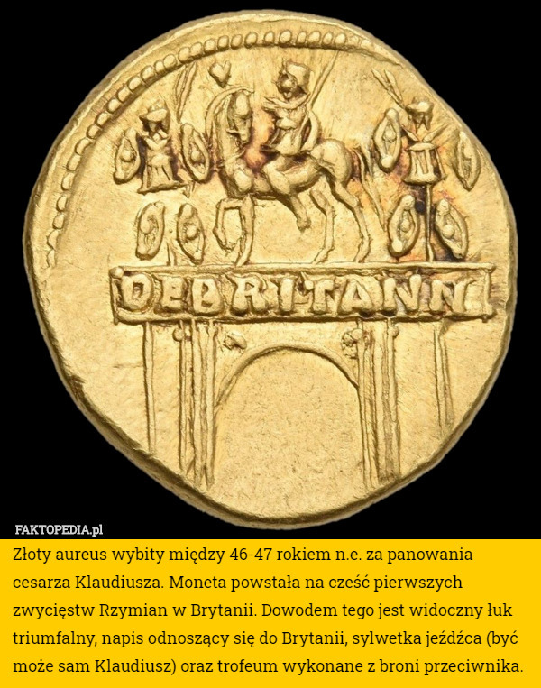 Złoty aureus wybity między 46-47 rokiem n.e. za panowania cesarza Klaudiusza....