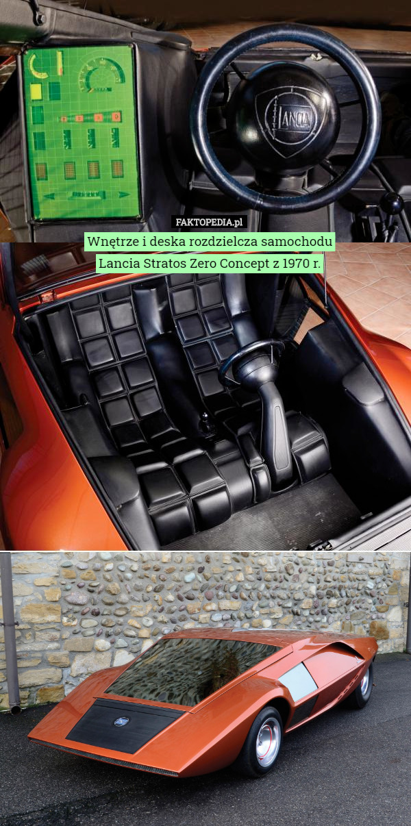 Wnętrze i deska rozdzielcza samochodu Lancia Stratos Zero Concept z...