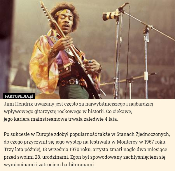 Jimi Hendrix uważany jest często za najwybitniejszego i najbardziej wpływowego...