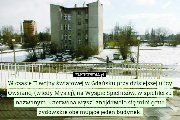 W czasie II wojny światowej w Gdańsku przy dzisiejszej ulicy Owsianej (wtedy...