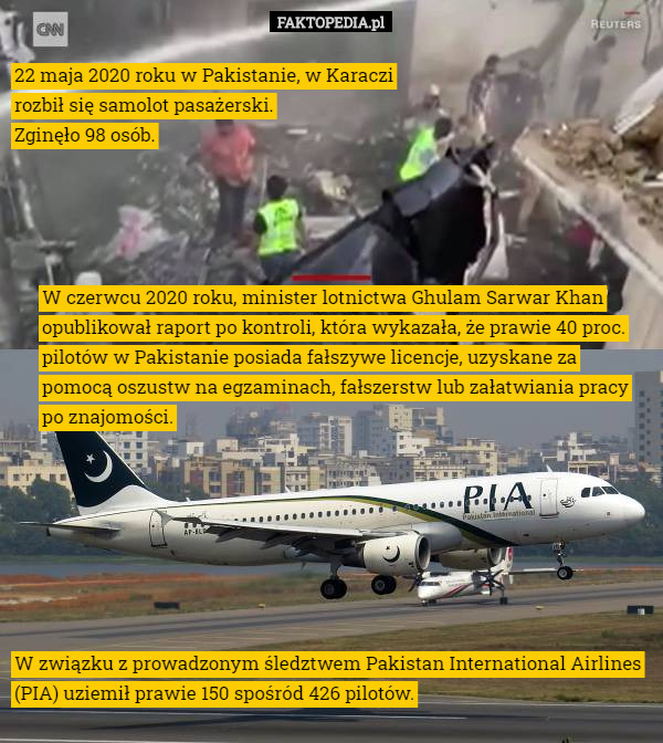 22 maja 2020 roku w Pakistanie, w Karaczi rozbił się samolot pasażerski.